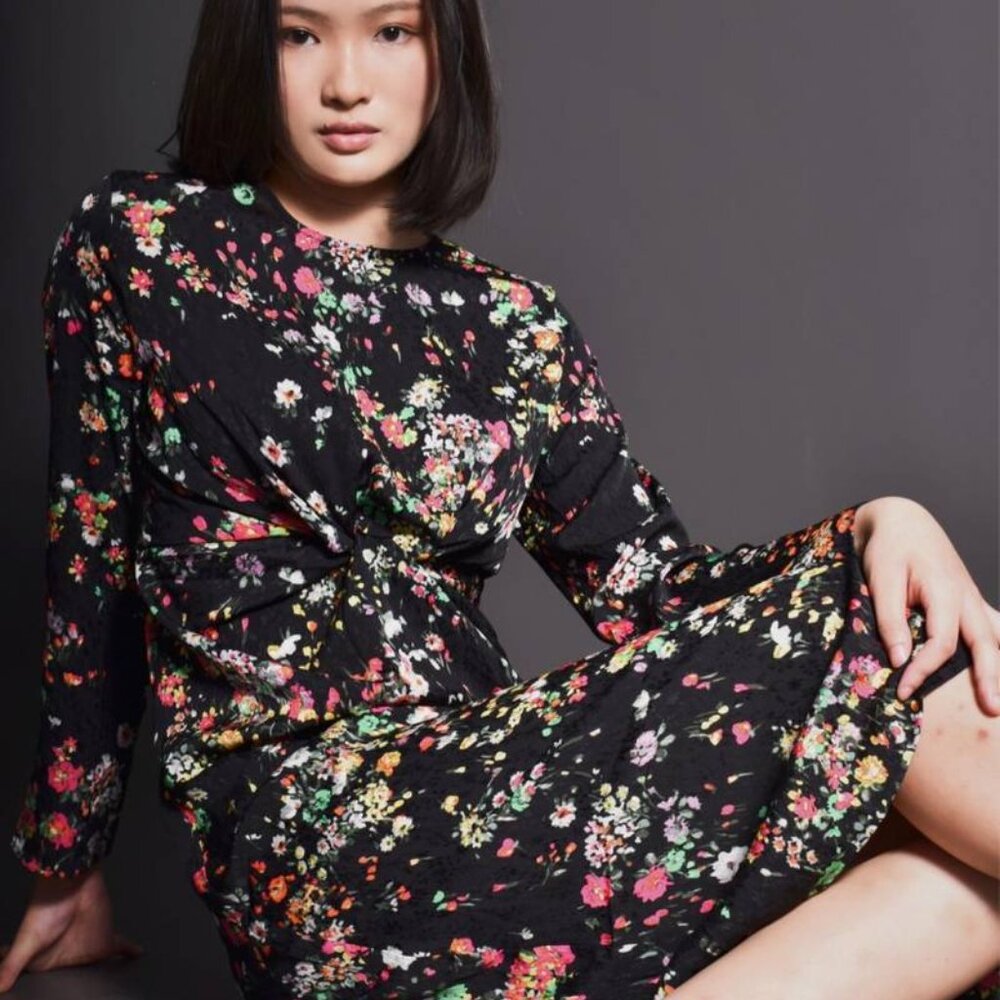 H&M Black Floral Maxi Dress M Brand-new